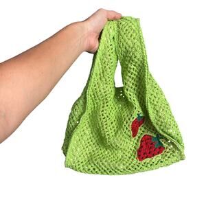 Wild Fable Strawberry Sack Purse Green Crochet Vacation Summer